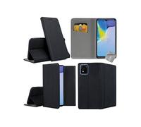 Housse pour Vivo Y01 - etui coque pochette portefeuille + film ecran - NOIR MAGNET -