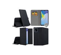 Housse pour Vivo Y01 - etui coque pochette portefeuille + verre trempe - NOIR MAGNET -