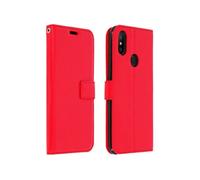 Housse pour Xiaomi Mi A2 Etui pour Huawei Folio Portefeuille Fonction Support Rouge