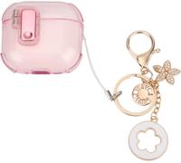 Housse Protection pour Airpod 4, Étui de Protection Transparent en TPU avec Porte-Clés pour Écouteurs Design Bling-Bling Mignon Compatible avec Les AirPods et iPods 4 Génération