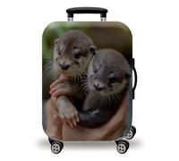 Housse Protection Valise Brun Vert Animaux Housse Valise de Voyage Elastique Polyester Spandex Lavable Bagage de Voyage Couverture 18 à 32 Pouces Luggage Cover (M)