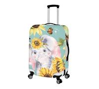 Housse Protection Valise Elephant Jaune Tournesol Housse Valise de Voyage Elastique Polyester Spandex Lavable Bagage de Voyage Couverture 18 à 32 Pouces Luggage Cover (XL)