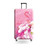Housse Protection Valise Flamingo Fleurs Roses Housse Valise de Voyage Elastique Polyester Spandex Lavable Bagage de Voyage Couverture 18 à 32 Pouces Luggage Cover (M)