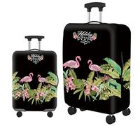 Housse Protection Valise Flamingo Vert Tropical Housse Valise de Voyage Elastique Polyester Spandex Lavable Bagage de Voyage Couverture 18 à 32 Pouces Luggage Cover (M)