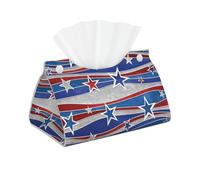 Housse rectangulaire pour boîte à mouchoirs Motif étoiles patriotiques et bandes du jour de l'indépendance Facile à nettoyer Pour salle de bain cuisine