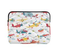 Housse rembourrée fine pour ordinateur portable 13" et 16", motif avions et hélicoptères, pour voyage et travail, taille L