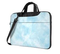 Housse rembourrée pour ordinateur portable de 15,6 pouces Motif marbre bleu clair avec veines blanches