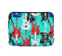 Housse rembourrée pour ordinateur portable Motif guitare électrique Rouge/bleu 13 pouces Housse universelle grande taille