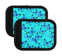Housse rembourrée pour poignée de bagage avec carte d'identité et fermeture rapide Motif papillons bleus Turquoise vif, Papillon bleu turquoise vif, one sizex2