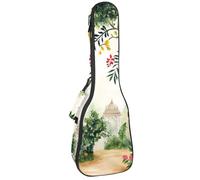Housse rembourrée pour ukulélé de 1,0 cm d'épaisseur, motif tête de mort aquarelle et fleurs roses papillon housse imperméable avec rangement, Multicolore 06, 25.9x9x3.1in/66x23x8cm, Organiseur de sac