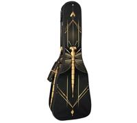 Housse rembourrée pour ukulélé de concert de 58,4 cm avec libellule dorée et éléments géométriques, imperméable et durable, Multicolore 02, 25.9x9x3.1in/66x23x8cm, Organiseur de sac