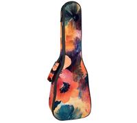 Housse rembourrée pour ukulélé de concert de 58,4 cm avec motif abstrait et fleurs d'été, imperméable et durable, Multicolore 02, 25.9x9x3.1in/66x23x8cm, Organiseur de sac