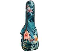 Housse rembourrée pour ukulélé de concert de 58,4 cm, imperméable et durable avec motif feuilles tropicales et fleurs, Multicolore 04, 25.9x9x3.1in/66x23x8cm, Organiseur de sac