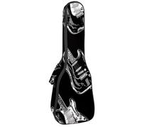 Housse rembourrée pour ukulélé de concert de 58,4 cm, imperméable et durable, collection guitare blanche et noire, Multicolore 01., 25.9x9x3.1in/66x23x8cm, Organiseur de sac