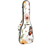 Housse rembourrée pour ukulélé de concert de 58,4 cm, motif lignes tropicales Monstera colorées, imperméable et durable, Multicolore 05, 25.9x9x3.1in/66x23x8cm, Organiseur de sac