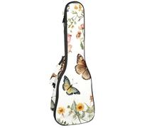Housse rembourrée pour ukulélé de concert de 58,4 cm, motif lignes tropicales Monstera colorées, imperméable et durable, Multicolore 08, 25.9x9x3.1in/66x23x8cm, Organiseur de sac