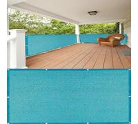 Housse respirante pour balcon - 50 x 150 cm - Protection UV avec œillets et corde pour extérieur, terrasse - Bleu ciel - Protection pour garde-corps pour jardin et terrasse