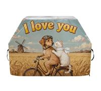 Housse rétro pour barbecue à gaz I Love You - 165 cm - Imperméable - Résistante à la décoloration et aux UV - Avec cordon de serrage réglable pour protéger de la poussière et du vent