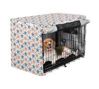 Housse rétro pour cage de chien, motif drapeaux américains, beige, 122 cm