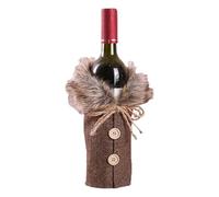 Housse réutilisable pour bouteille de vin de Noël avec faux col et bouton, pull de Noël pour homme et femme, décorations de Noël, 12 x 24 cm