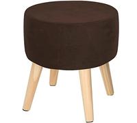 Housse ronde en velours extensible pour ottomane - Petite housse de pouf pour rangement de repose-pieds, café foncé, 86,4 x 50,8 cm - Protection de meubles et décoration d'intérieur élégante