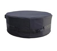 Housse ronde imperméable pour foyer enterré fabriquée en tissu Oxford 420D avec cordon d'ourlet réglable et sangles de fermeture à clic pour une résistance au vent