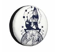 Housse Roue De Secours Anti Poussière Couverture De Pneus Loup Et Montagnes Ajustable Housse De Pneu De Voiture pour SUV Auto Camion 14 inch