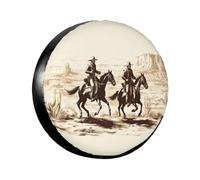 Housse Roue De Secours Cowboy du Désert De L'Ouest Américain Housses De Roue Polyester Imperméables Sacs À Pneus pour Remorque Véhicule SUV,60-69cm