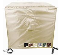 Housse Salon de Jardin avec grilles d’aération 60x60x60cm Housse de Protection pour Table Chaise Meubles Housse de Table Jardin bâche Salon de Jardin carré Robuste Tissu Oxford 420D-Beige