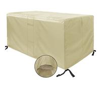 housse salon de jardin carré 180x120x74cm housse de meuble d'angle housse de salon de jardin carre resine housse protection table de jardin rectangulaire moisture proof pour table, chaises-Beige
