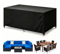 Housse Salon de Jardin Exterieur,300x300x75cm/LxlxH Bache Table Exterieur | Housse Table De Jardin,Bâche Salon & Mobilier Exterieur Imperméable,Oxford 420D, Sangles & Cordon Anti-Vent,Anti-UV, Noir