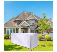 Housse Salon de Jardin Exterieur 350x350x100cm/LxWxH Imperméable Housse Mobilier Jardin Housse de Protection Exterieure Housse Table Jardin Rectangulaire Bâche Table de Jardin Anti-UV Tissu Argent