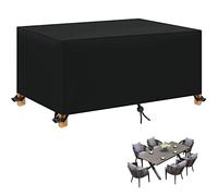 Housse Salon de Jardin, Housse de Protection pour Meubles de Jardin 420D Oxford, Couverture Anti-UV/Intempérie/Vent/Pluie, Rectangulaire, pour Patio Jardin Extérieur - Noir (120x100x90cm)