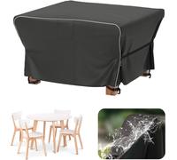 Housse Salon De Jardin Imperméable: Housse De Table Jardin Exterieur Avec Bande Réfléchissante - 600d Oxford Coupe-Vent Couverture De Protection Meubles Bâche Pour Table - Noir 125x125x74cm