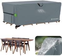 Housse Salon De Jardin Imperméable - Housse Table De Jardin Avec Boucles Coupe-Vent Protection Pour Tous Les Temps Pour Table Et Chaise D'extérieur (Gris,180x120x74cm)