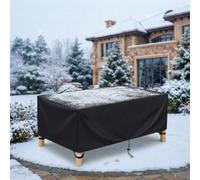 Housse Salon de Jardin Rectangulaire 305x115x60cm - Bâche de Protection Imperméable et Indéchirable pour Meuble d'Extérieur, Tissu Oxford 420D Anti-UV, Coupe-Vent et Résistant au Froid - Noir