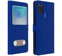 Housse - Samsung - Galaxy A21s - Étui Intégral - Double Fenêtre - Support Vidéo - Bleu