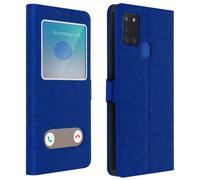Housse - Samsung - Galaxy A21s - Étui Intégral - Double Fenêtre - Support Vidéo - Bleu