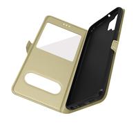 Housse Samsung Galaxy A32 avec Double Fenêtre Support Vidéo doré