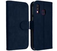 Housse Samsung Galaxy A40 Étui Portefeuille Support Stand Bleu Nuit