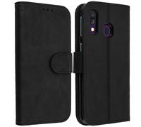 Coque et étui téléphone mobile AVIZAR Housse Samsung Galaxy A40 Etui Portefeuille Support Stand Noir