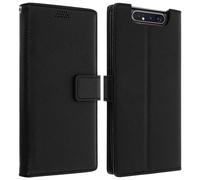Coque et étui téléphone mobile AVIZAR Housse Samsung Galaxy A80 Etui Folio Portefeuille Soft Touch Support Vidéo noir
