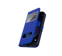 Housse Samsung Galaxy J3 2017 Etui Double Fenêtre Coque Silicone Gel - bleunuit