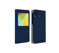 Coque et étui téléphone mobile AVIZAR Housse Samsung Galaxy M20 Etui à Clapet Fenêtre Coque Ultra-fin Bleu nuit
