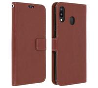 Housse Samsung Galaxy M20 Etui folio Portefeuille Fonction Support Vidéo marron