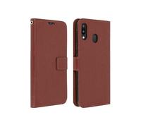 Housse Samsung Galaxy M20 Etui folio Portefeuille Fonction Support Vidéo marron