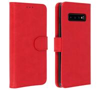 Housse pour Samsung Galaxy S10 Étui Portefeuille Support Stand Rouge