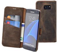 Housse Samsung Galaxy S7 Edge Book En Cuir Étui Portefeuille Antik-Marron