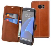 Housse Samsung Galaxy S7 Edge Book En Cuir Étui Portefeuille En Brun Saddle