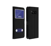 Housse Samsung Galaxy S8 Plus Etui Clapet 2x Fenêtre Coque Silicone Gel - Noir